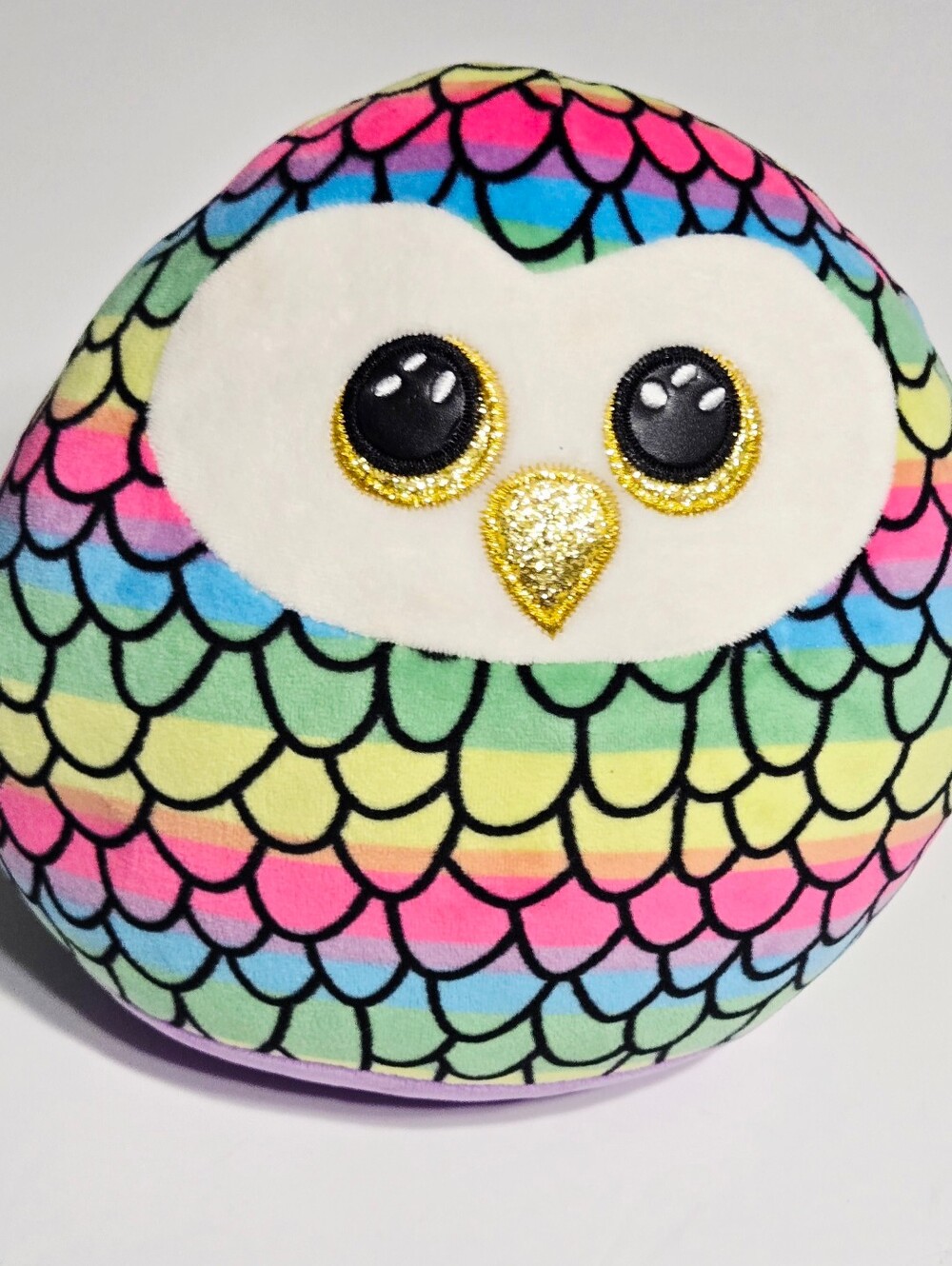 Ty Squish-A-Boos Owen Rainbow Owl Plush Pillow 10 Inch Multicolor
